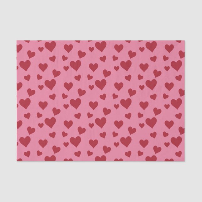 Pink and Red Valentines Love Hearts Decoupage Tissue Paper (Front)