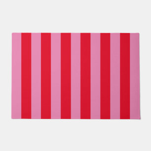 Pink and Red Vertical Stripes Doormat