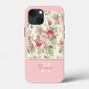 Pink and Red Vintage Roses Personalised iPhone 13 Mini Case