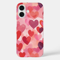 Pink and Red Watercolor Hearts Romantic Coquette