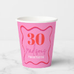 Pink and Red Wavy Border 30th Birthday Party Paper Cups<br><div class="desc">Celebrate the big 3-0 in style with our vibrant red and pink wavy 30th birthday paper cups! Perfect for adding a personalised touch to your special milestone celebration, these disposable cups are a must-have for any 30th birthday party. With custom birthday cups that feature a fun and festive design, these...</div>