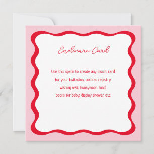 Pink and Red Wavy Retro Square Insert Invitation