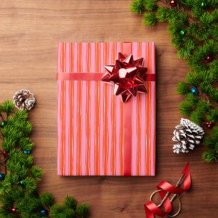 Pink and Red Wavy Stripes Wrapping Paper