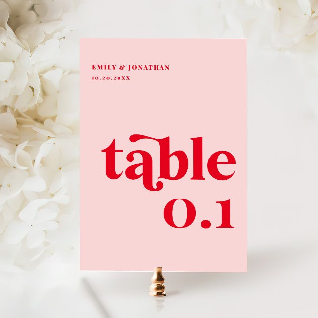 Pink and Red Wedding Table Number (Creator Uploaded)