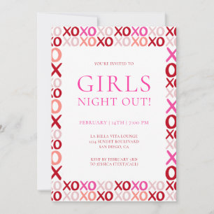 Pink and Red XOXO Girls night out Galentine's day Invitation
