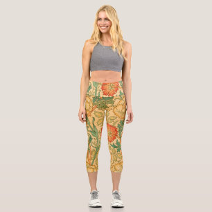Pink and Rose by William Morris Capri Leggings