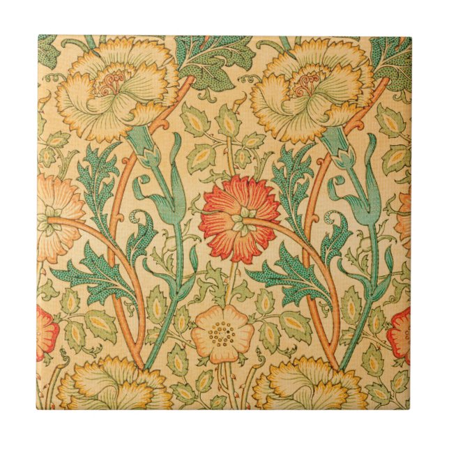 Pink and Rose by William Morris  Ceramic Tile (Front)