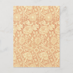 Pink and Rose by William Morris, Vintage Flowers Postcard