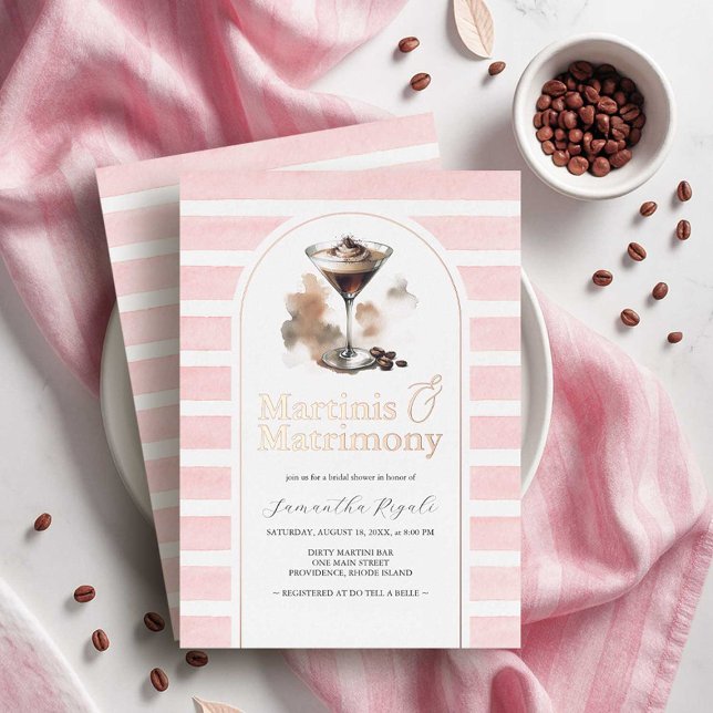 Pink and Rose Gold Espresso Martini Bridal Shower (pink love is brewing bridal shower invitations brown espresso martini rose gold on sale )