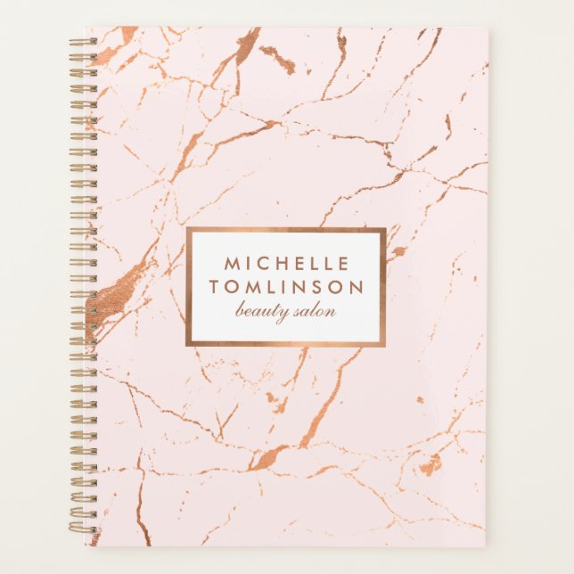 Pink and Rose Gold Marble Appointment Book Planner (Front)