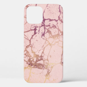 Pink and Rose Gold Marbled iPhone / iPad case