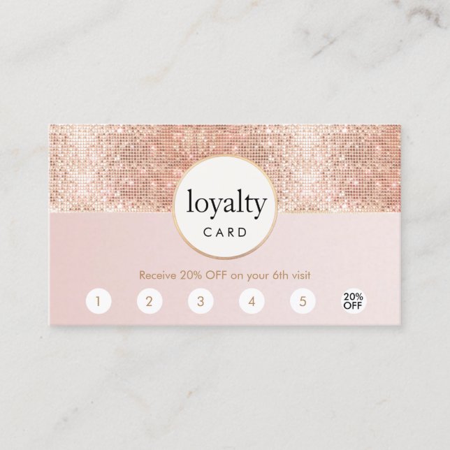 Pink and Rose Gold Sequin Salon 6 Punch Loyalty (Front)