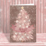 Pink and Rose Gold Watercolor Christmas Tree Holiday Card<br><div class="desc">This tree has been assembled limb by limb, petal by by petal directly on this folded holiday greeting card. you would find it anywhere else but here on Zazzle. the pine branches are dressed with beautiful poinsettias in dusty rose quartz pink and ivory ecru creamy white, with bright red water...</div>