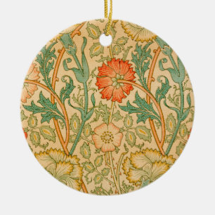 Pink and Rose Pattern (by William Morris) Ceramic Ornament