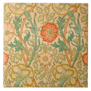 Pink and Rose Pattern (by William Morris) Ceramic Tile