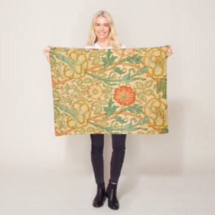 Pink and Rose Pattern (by William Morris) Fleece Blanket