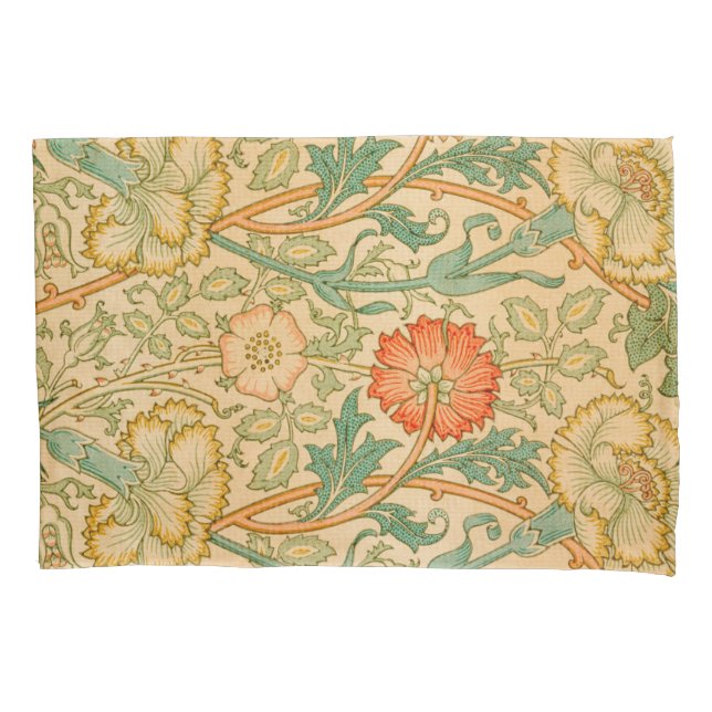Pink and Rose Pattern (by William Morris) Pillowcase (Front-Left)