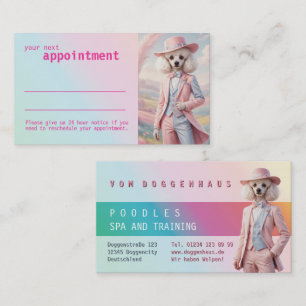 Pink and Rose Poodle Appointment Reminder Busines Business Card