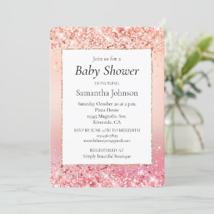 Pink and Rose Sparkle Ombre Baby Shower Invitation