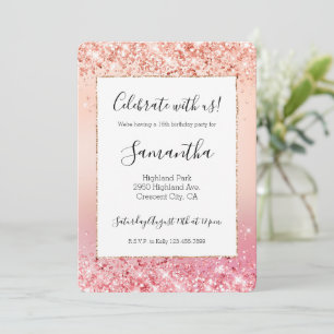 Pink and Rose Sparkle Ombre Invitation
