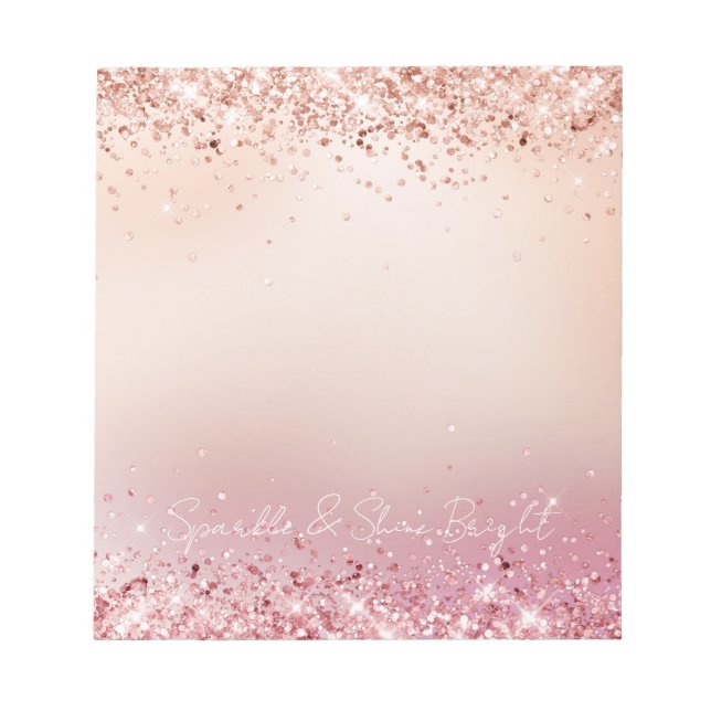 Pink and Rose Sparkle Ombre Notepad (Front)
