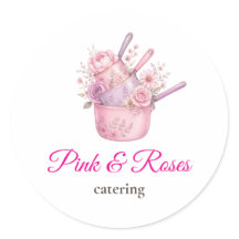 Pink and Roses Catering Business Brand Sticker