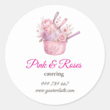Pink and Roses Catering Business Brand Sticker