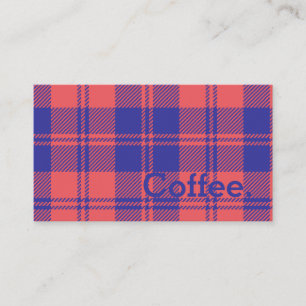 Pink and Royal Tartan Simple Coffee Loyalty Card