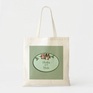 Pink and Sage Floral Wedding Favour Tote Bag