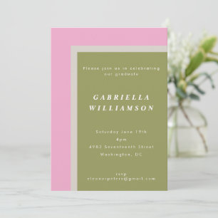 Pink and Sage Geometric Custom Graduation Party Invitation