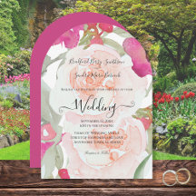 Pink and Sage Green Floral Wedding Invitation
