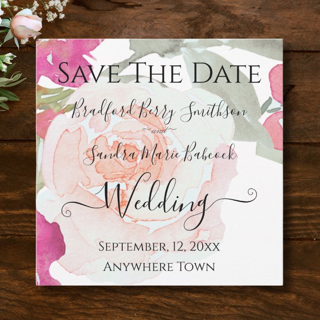  Pink and Sage Green Floral Wedding  Save The Date (Creator Uploaded)