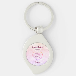 Pink and Silver 70th Birthday Personalised Key Ring