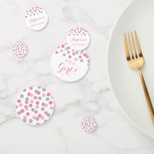 Pink and Silver Baby Shower Table Confetti