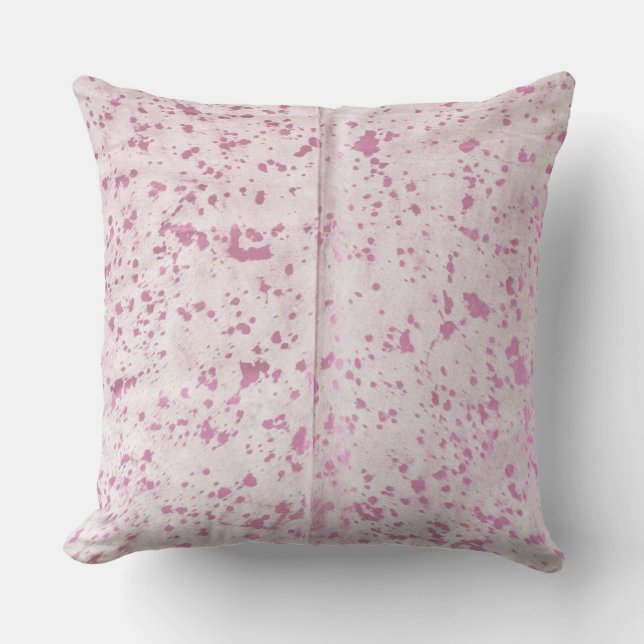 Pink and Silver Cowhide Print Cushion (Front)