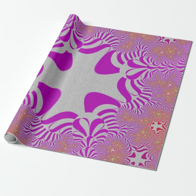 Pink and Silver Cross Wrapping Paper (Unrolled)