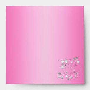 Pink and Silver Floral Envelope for Square Invite