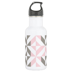 Pink and Silver Geometric ZigZag 532 Ml Water Bottle