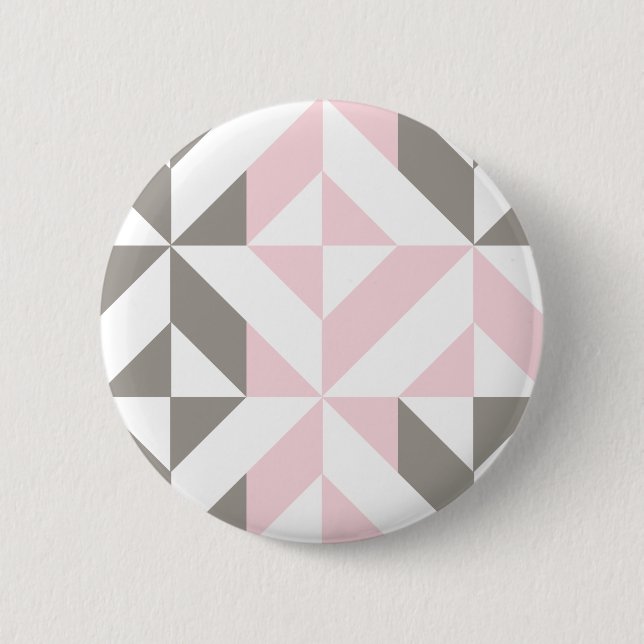 Pink and Silver Geometric ZigZag 6 Cm Round Badge (Front)
