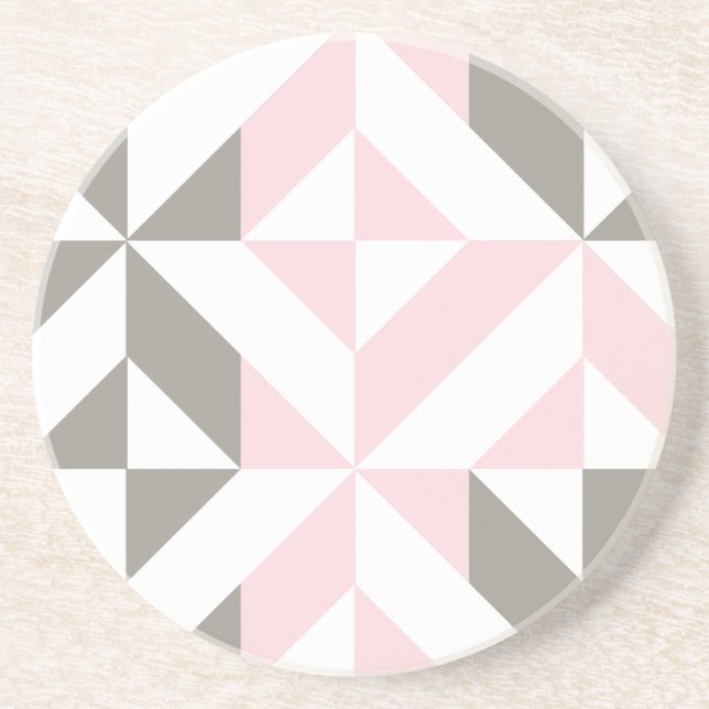 Pink and Silver Geometric ZigZag Coaster (Front)