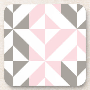 Pink and Silver Geometric ZigZag Coaster