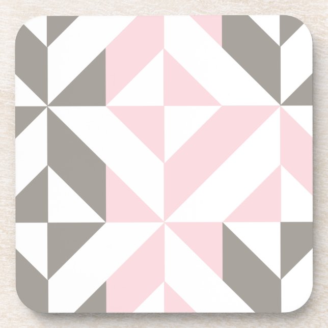 Pink and Silver Geometric ZigZag Coaster (Front)