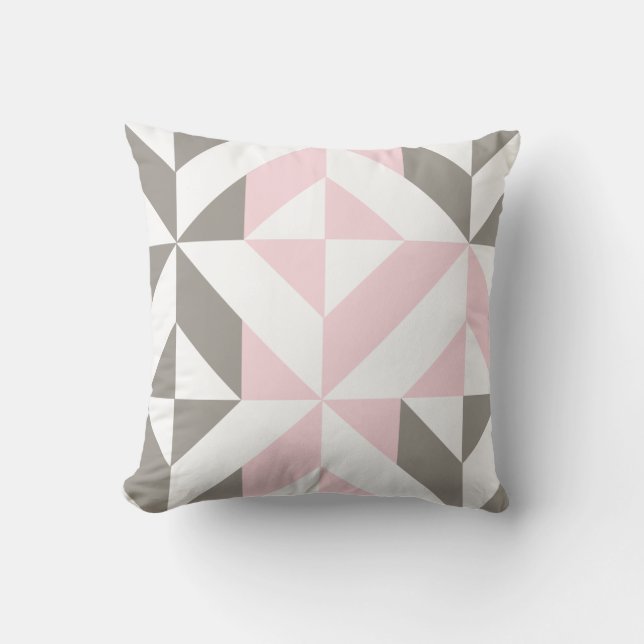 Pink and Silver Geometric ZigZag Cushion (Front)