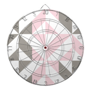 Pink and Silver Geometric ZigZag Dartboard