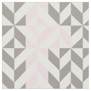 Pink and Silver Geometric ZigZag Fabric