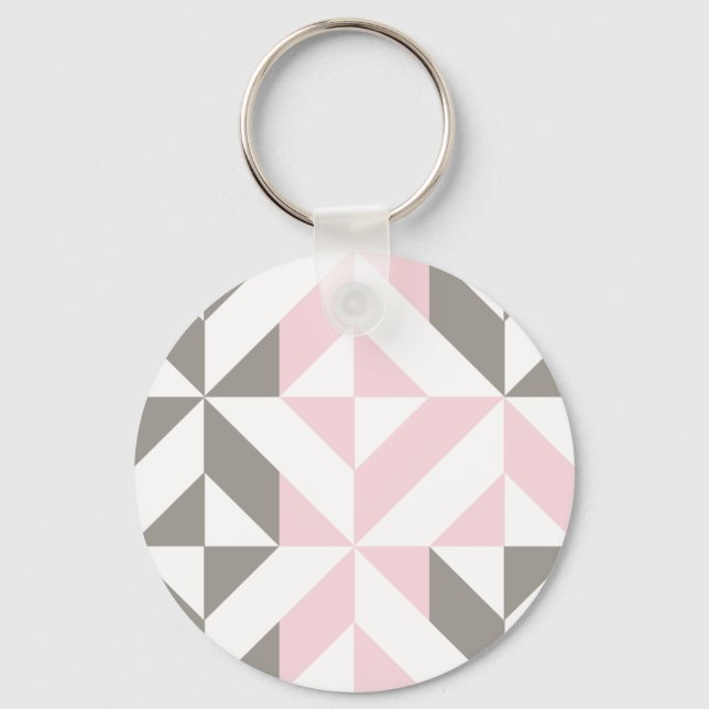Pink and Silver Geometric ZigZag Key Ring (Front)