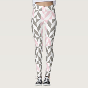 Pink and Silver Geometric ZigZag Leggings