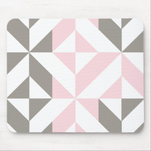 Pink and Silver Geometric ZigZag Mouse Pad