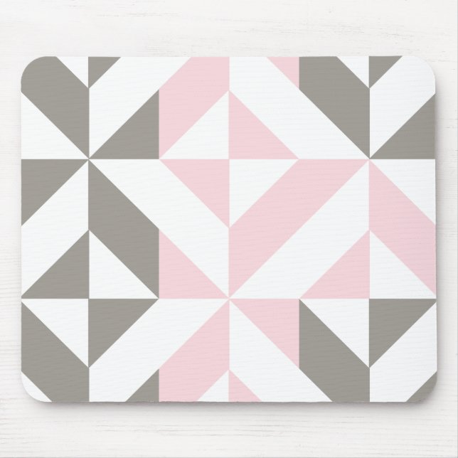 Pink and Silver Geometric ZigZag Mouse Pad (Front)