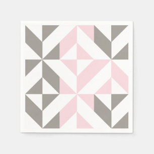 Pink and Silver Geometric ZigZag Napkin